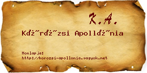 Körözsi Apollónia névjegykártya